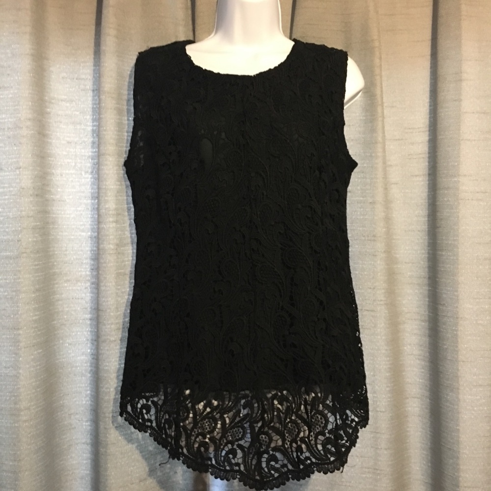 Black Lace Stretchy Top Sz XXL